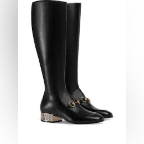 Gucci | Horsebit leather knee boot with crystals NEW - Picture 7 of 17